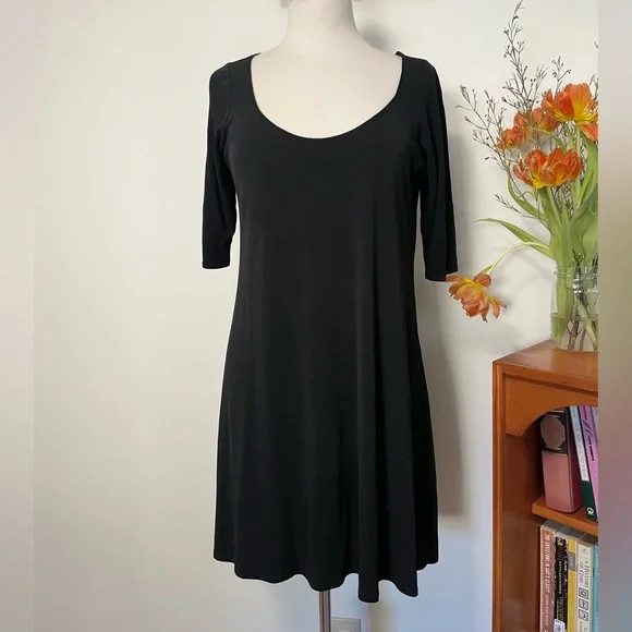 Eileen Fisher Black Everyday Silk Tunic - Picture 2 of 8